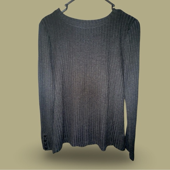 Worthington Charcoal Ribbed Knit Top Medium 32" Bust 24" - Picture 1 of 6